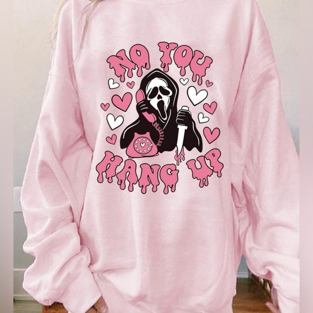 Scream “No You Hang Up” Pink Graphic Sweatshirt